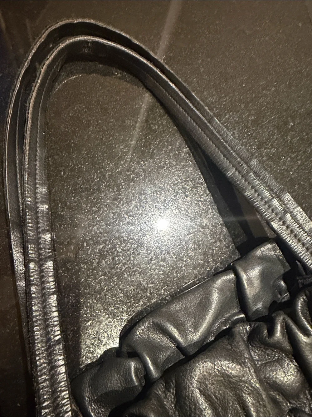 Prada Nero Large Drawstring Leather Tote with Gold Logo